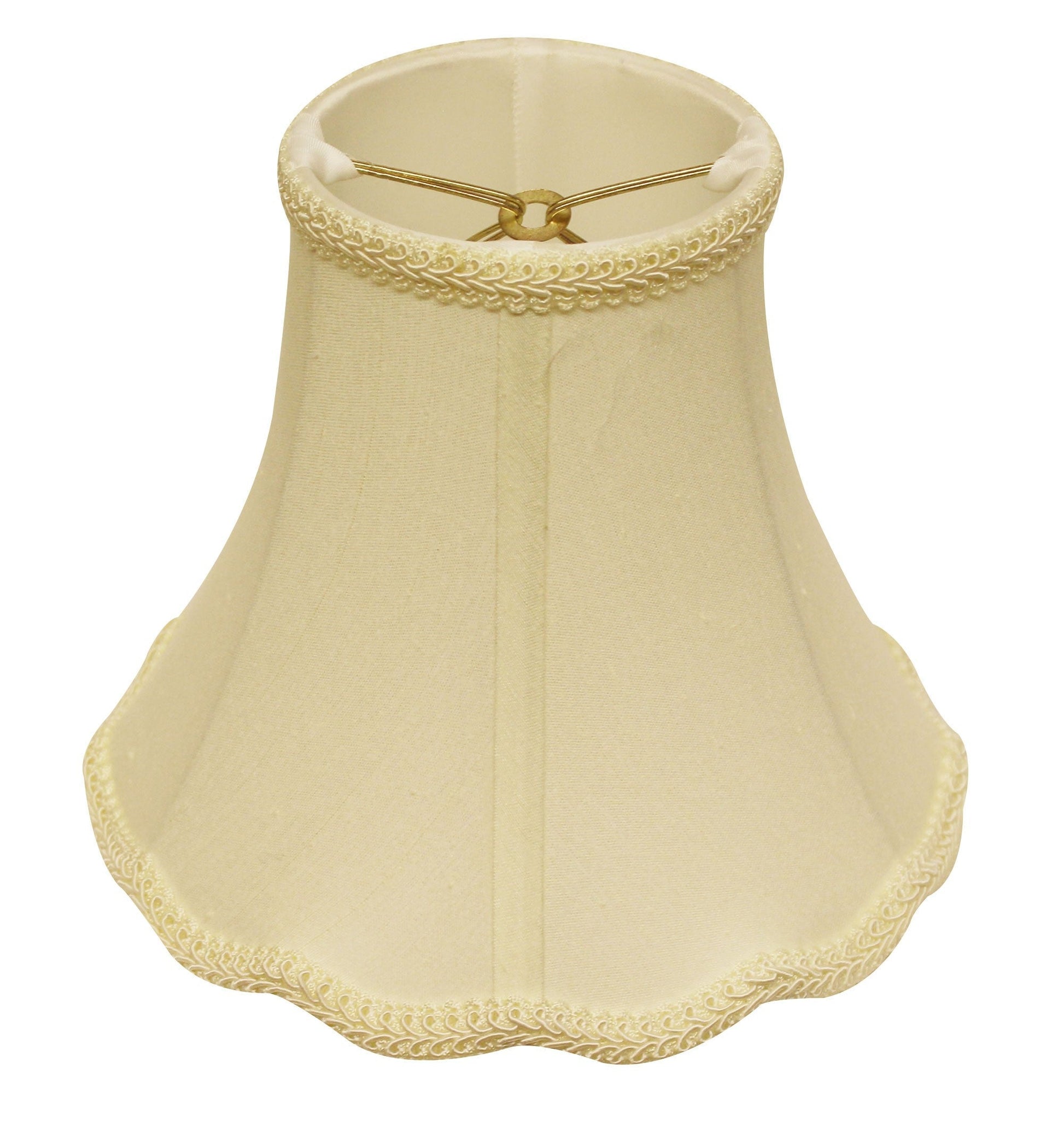 HomeRoots 8" Slanted Scallop Bell Monay Shantung Lampshade in Ivory Finish