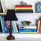 HomeRoots 8" Square Bell Shantung Lampshade in Black Finish With White Lining