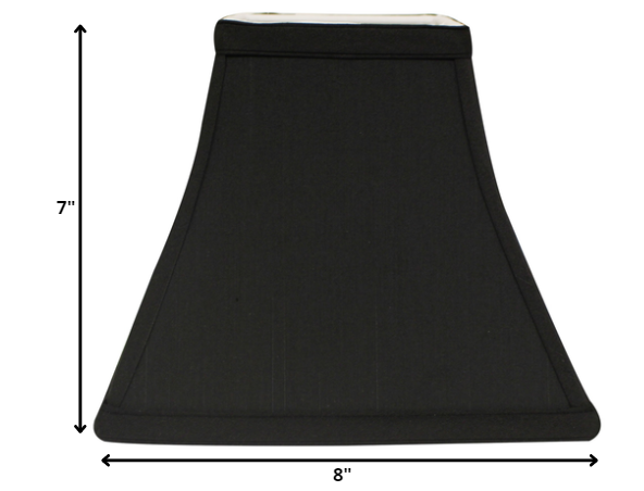 HomeRoots 8" Square Bell Shantung Lampshade in Black Finish With White Lining