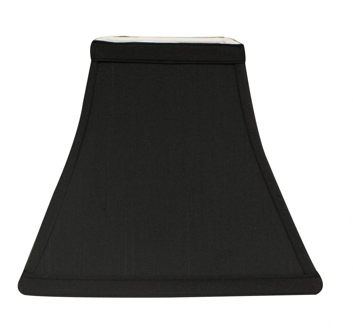 HomeRoots 8" Square Bell Shantung Lampshade in Black Finish With White Lining