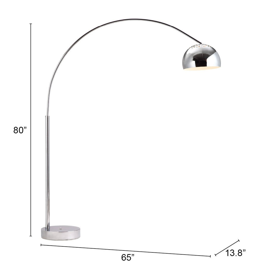 HomeRoots 80" Hangover Arching Floor Lamp in Chrome Finish