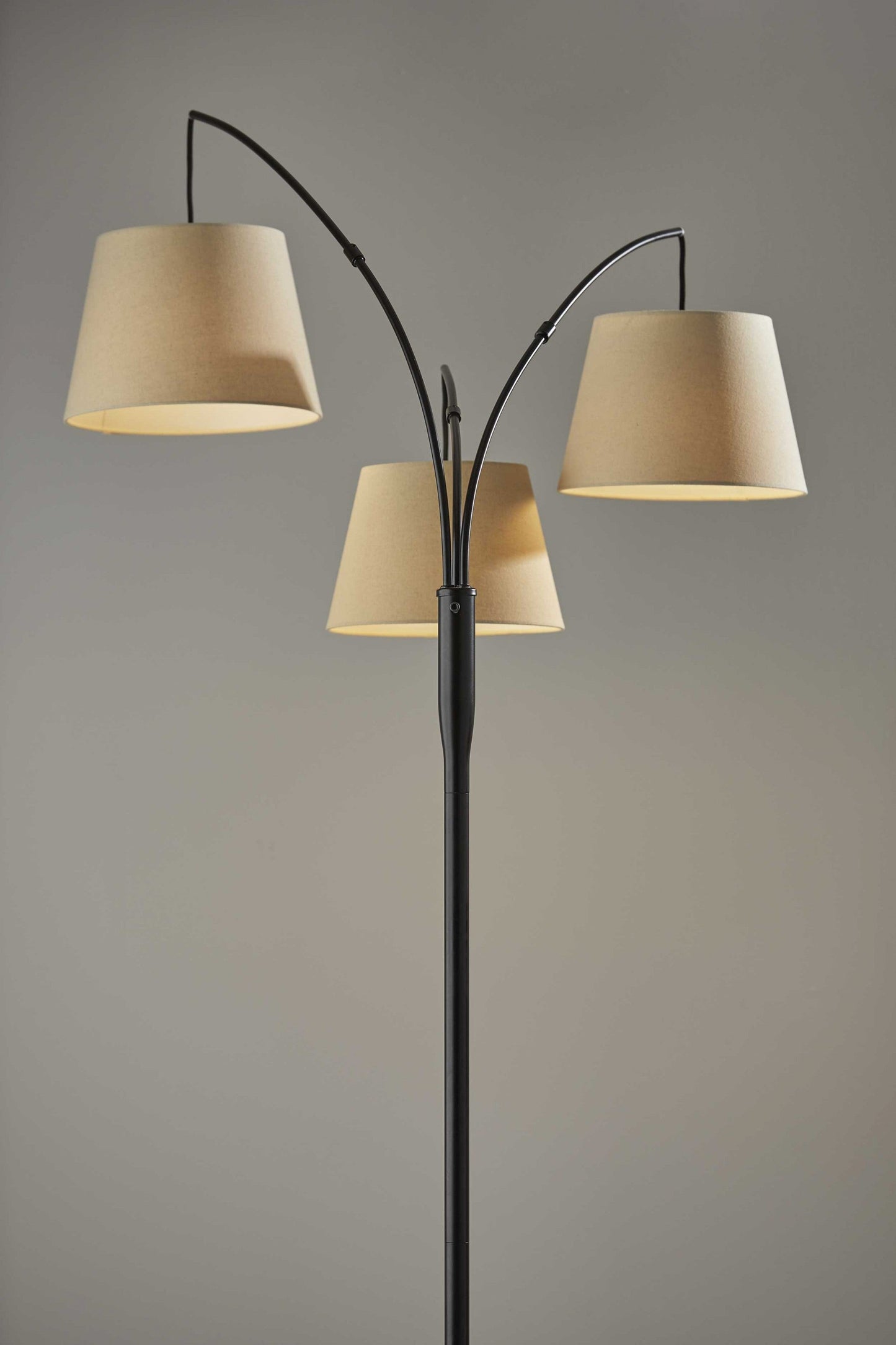 HomeRoots 82" Three Light Tree Floor Lamp With Beige Solid Color Empire Shade in Antique Bronze Finish