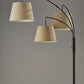 HomeRoots 82" Three Light Tree Floor Lamp With Beige Solid Color Empire Shade in Antique Bronze Finish