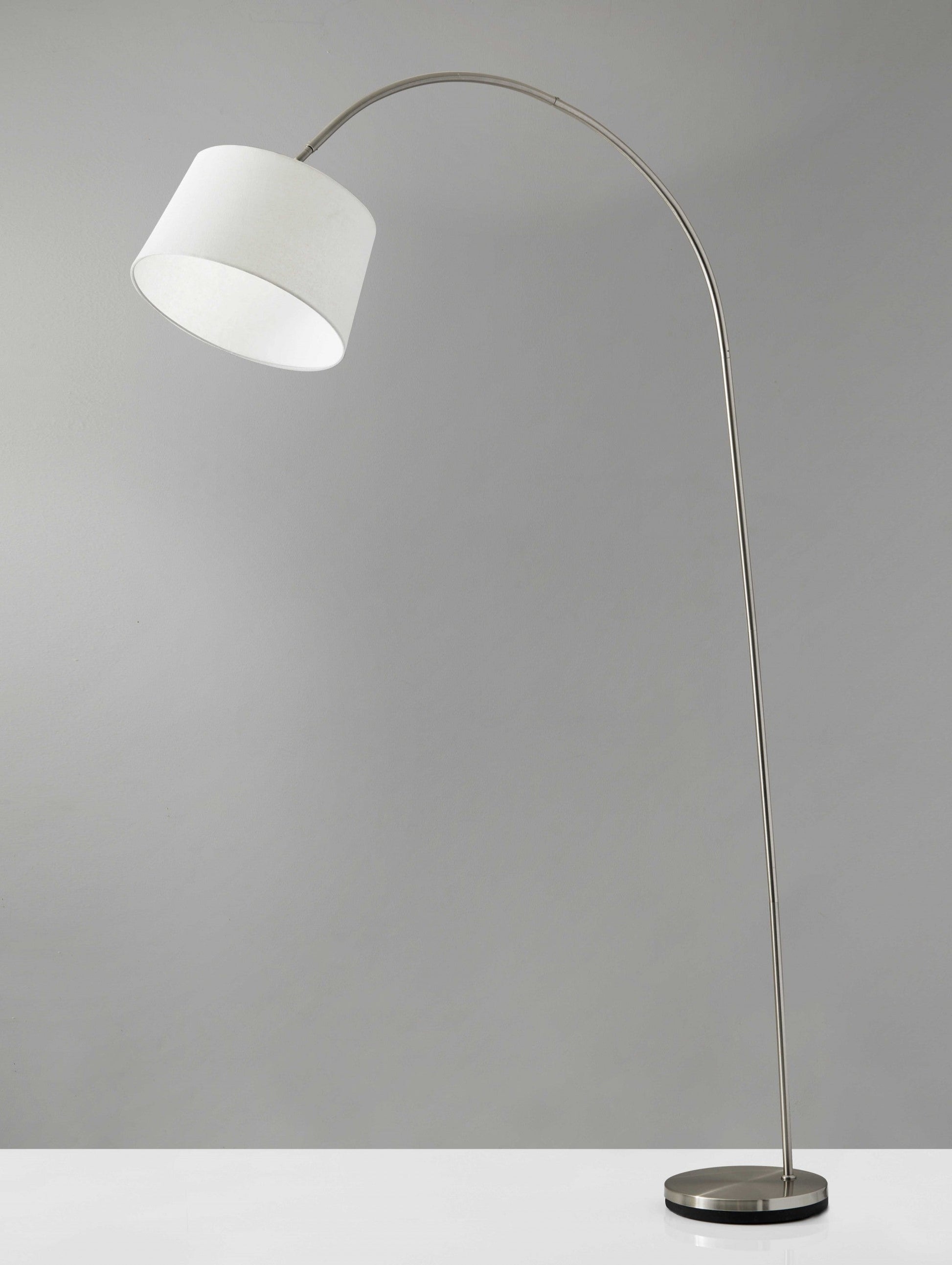 HomeRoots 83" Arc Floor Lamp With White Empire Shade and Brushed Steel Finish