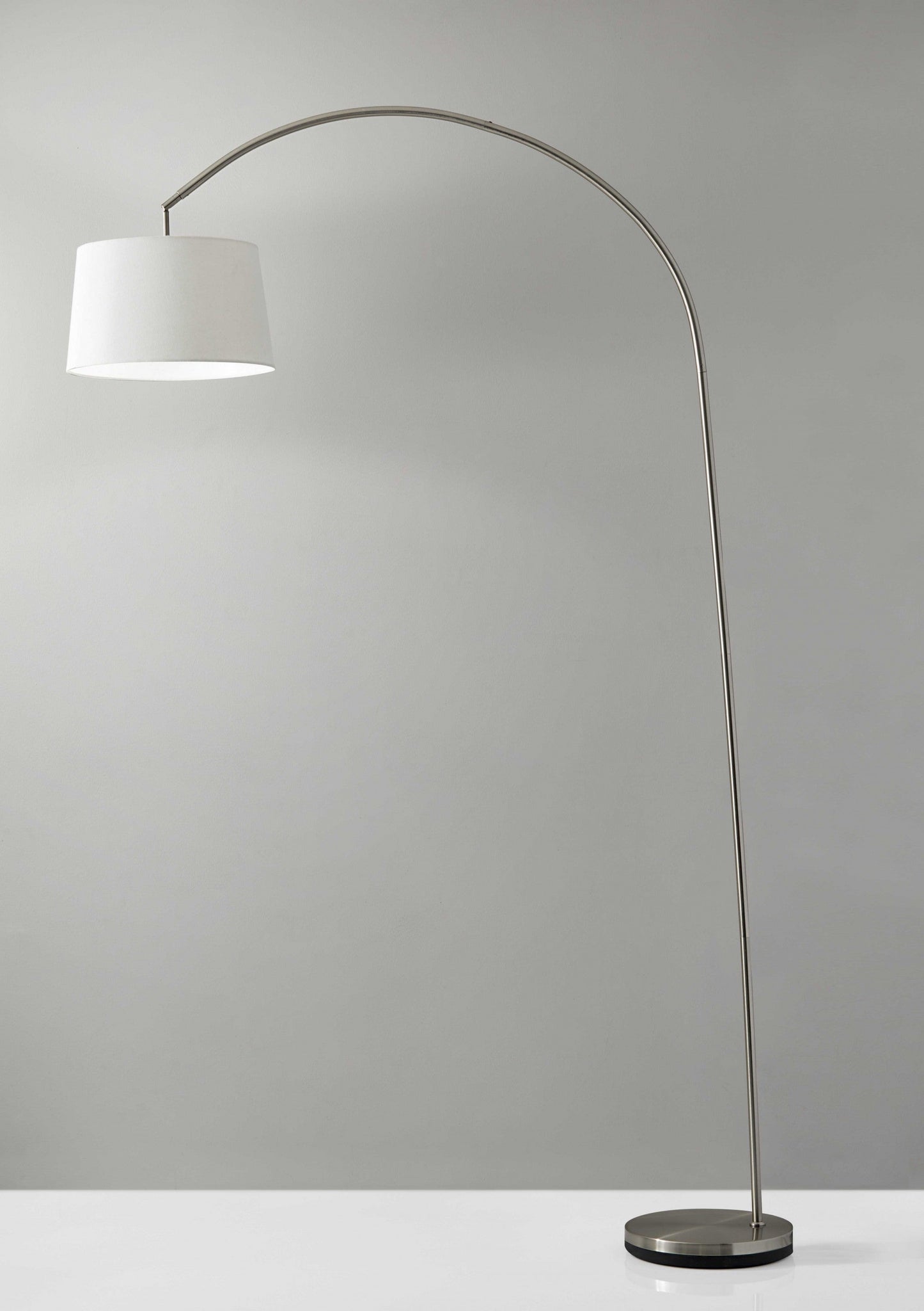 HomeRoots 83" Arc Floor Lamp With White Empire Shade and Brushed Steel Finish