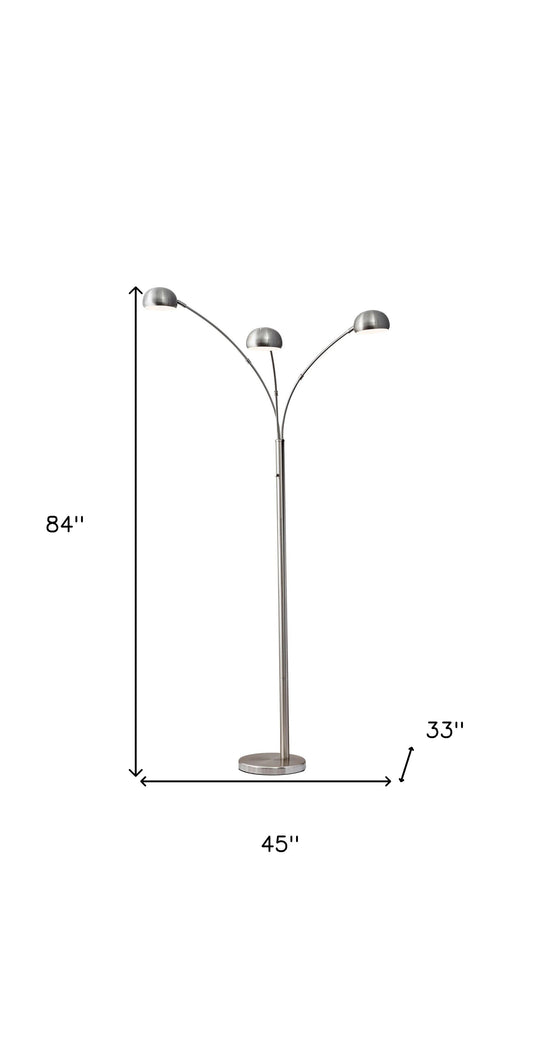 HomeRoots 84" Steel Three Light Tree Floor Lamp With Silver Solid Color Bell Shade