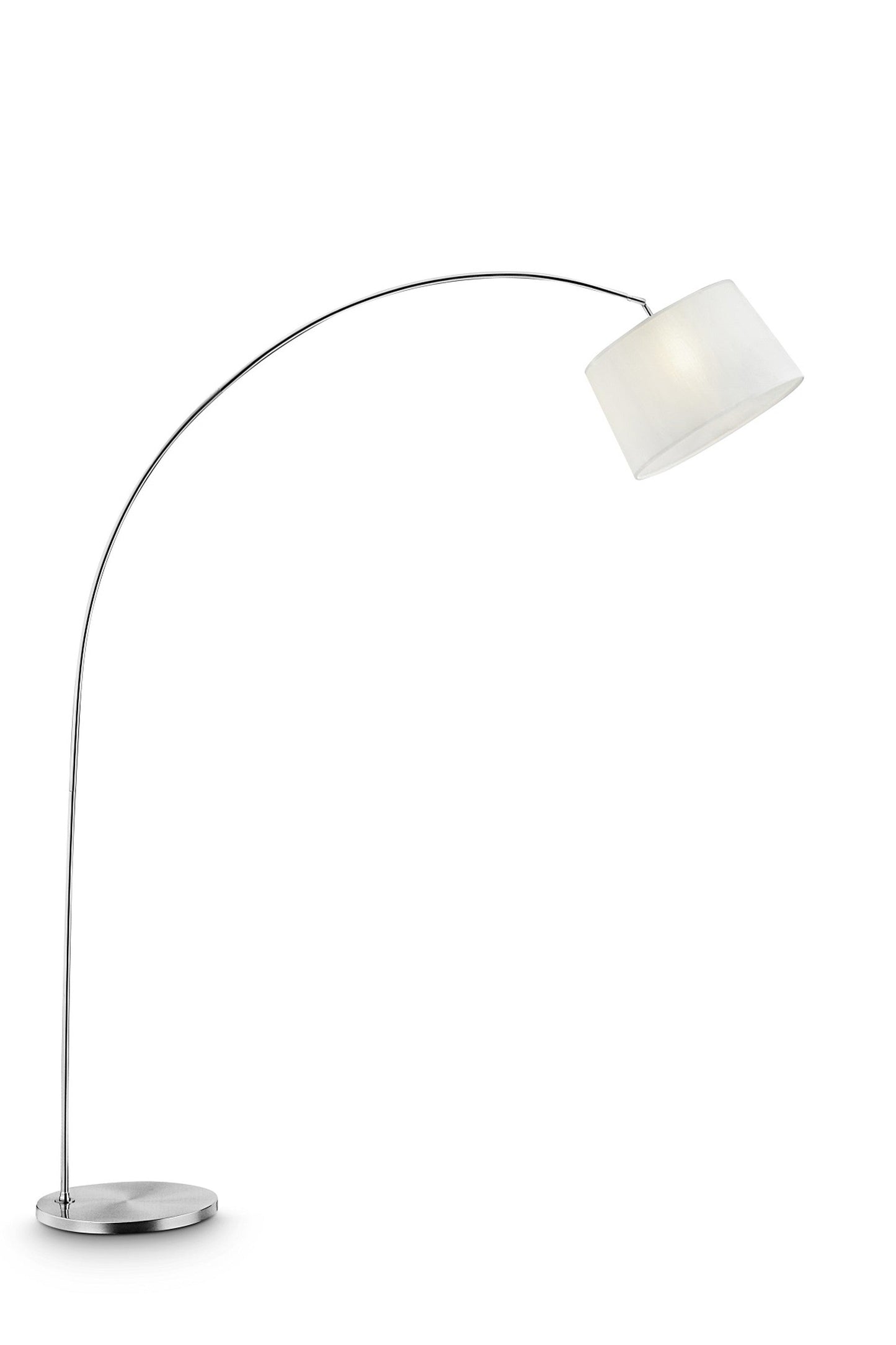 HomeRoots 85" Adjustable Arched Floor Lamp With Drum Shade in White Finish
