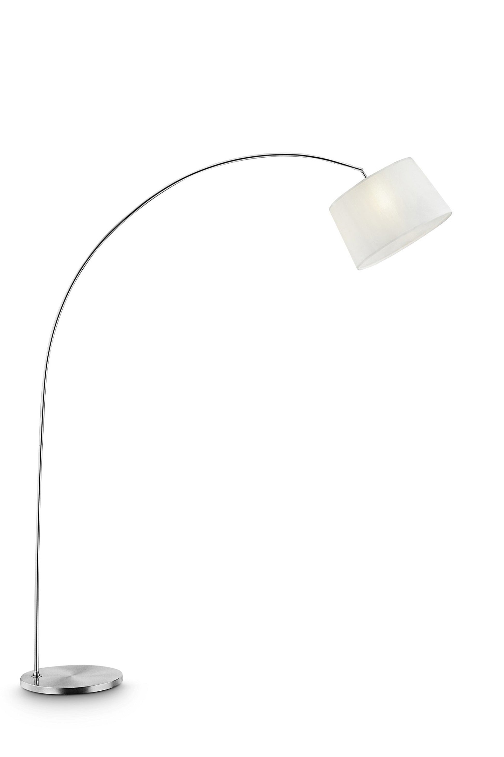 HomeRoots 85" Adjustable Arched Floor Lamp With Drum Shade in White Finish