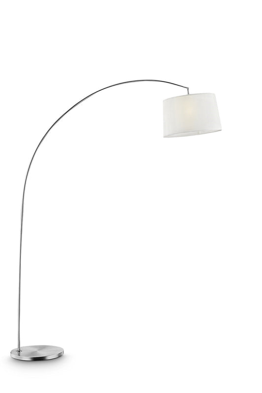 HomeRoots 85" Adjustable Arched Floor Lamp With Drum Shade in White Finish