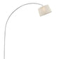 HomeRoots 85" Metal Arch Floor Lamp With Beige Fabric Shade in Silver Finish