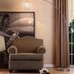 HomeRoots 85" Metal Arch Floor Lamp With Beige Fabric Shade in Silver Finish