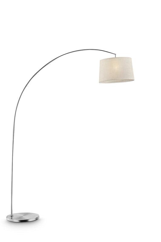 HomeRoots 85" Metal Arch Floor Lamp With Beige Fabric Shade in Silver Finish