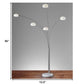 HomeRoots 86" Steel Five Light Tree Floor Lamp With White Bell Shade and Brushed Steel Finish