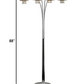 HomeRoots 88" Steel Four Light Arched Floor Lamp With Crystal Shade in Silver Finish