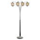 HomeRoots 88" Steel Four Light Arched Floor Lamp With Crystal Shade in Silver Finish