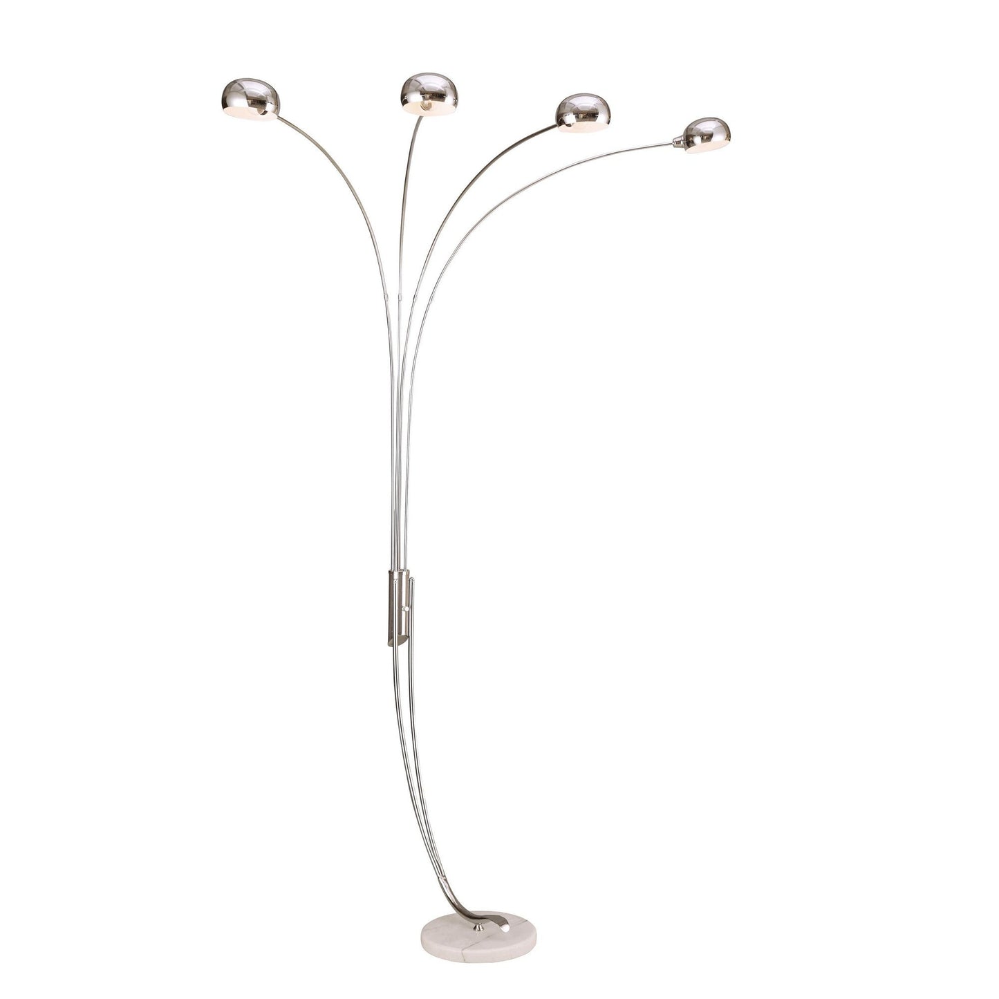 HomeRoots 88" Steel Four Light Arched Floor Lamp With Silver Dome Shade