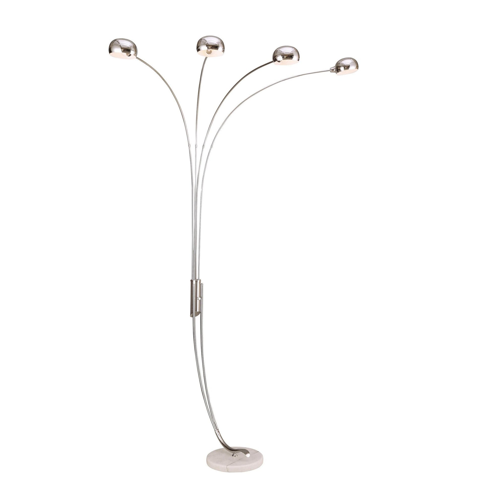 HomeRoots 88" Steel Four Light Arched Floor Lamp With Silver Dome Shade