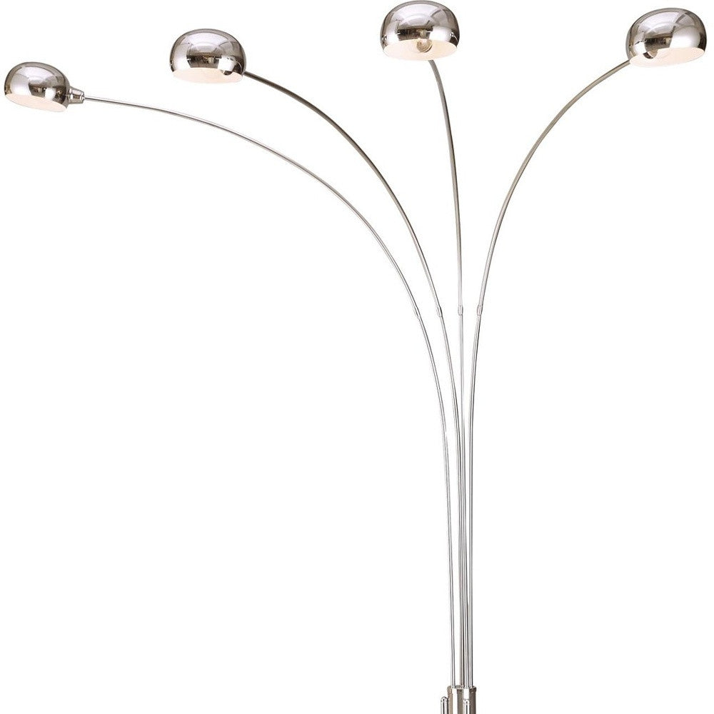 HomeRoots 88" Steel Four Light Arched Floor Lamp With Silver Dome Shade