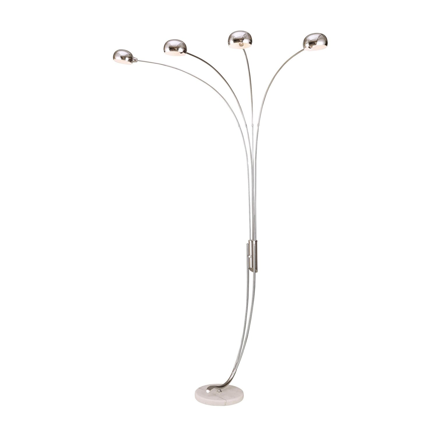 HomeRoots 88" Steel Four Light Arched Floor Lamp With Silver Dome Shade