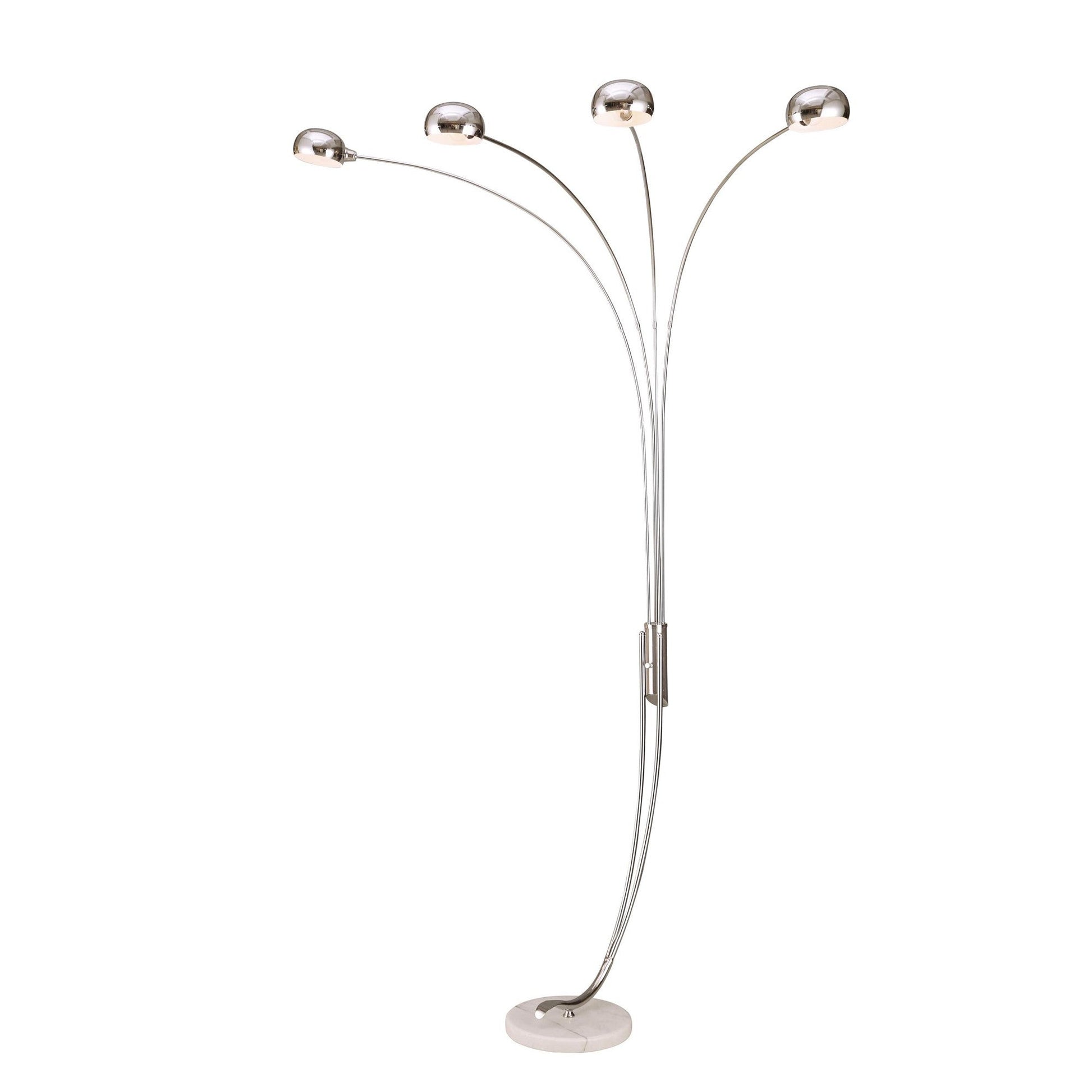 HomeRoots 88" Steel Four Light Arched Floor Lamp With Silver Dome Shade