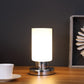 HomeRoots 9" Bedside Table Lamp With White Drum Shade in Silver Finish