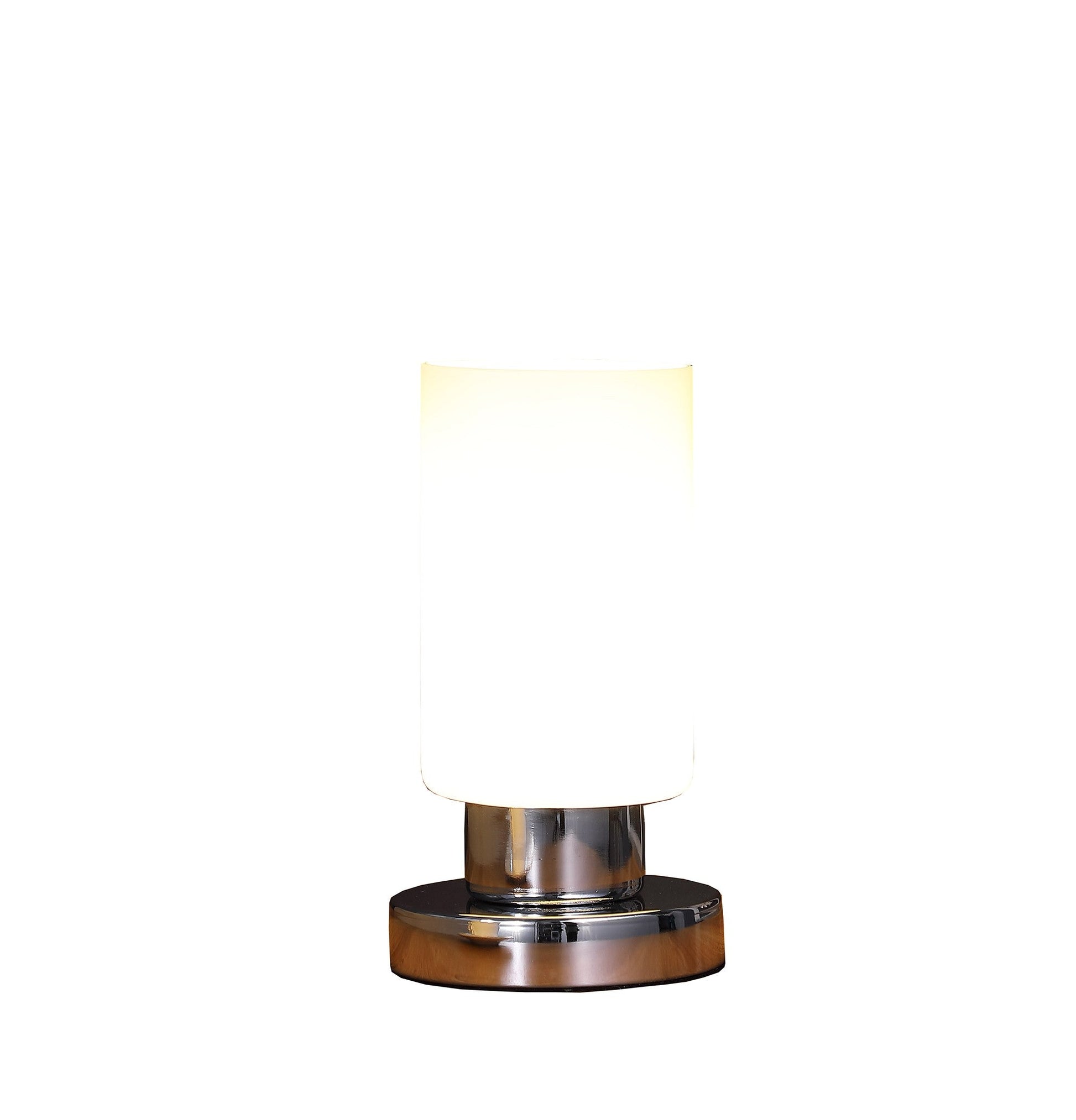 HomeRoots 9" Bedside Table Lamp With White Drum Shade in Silver Finish