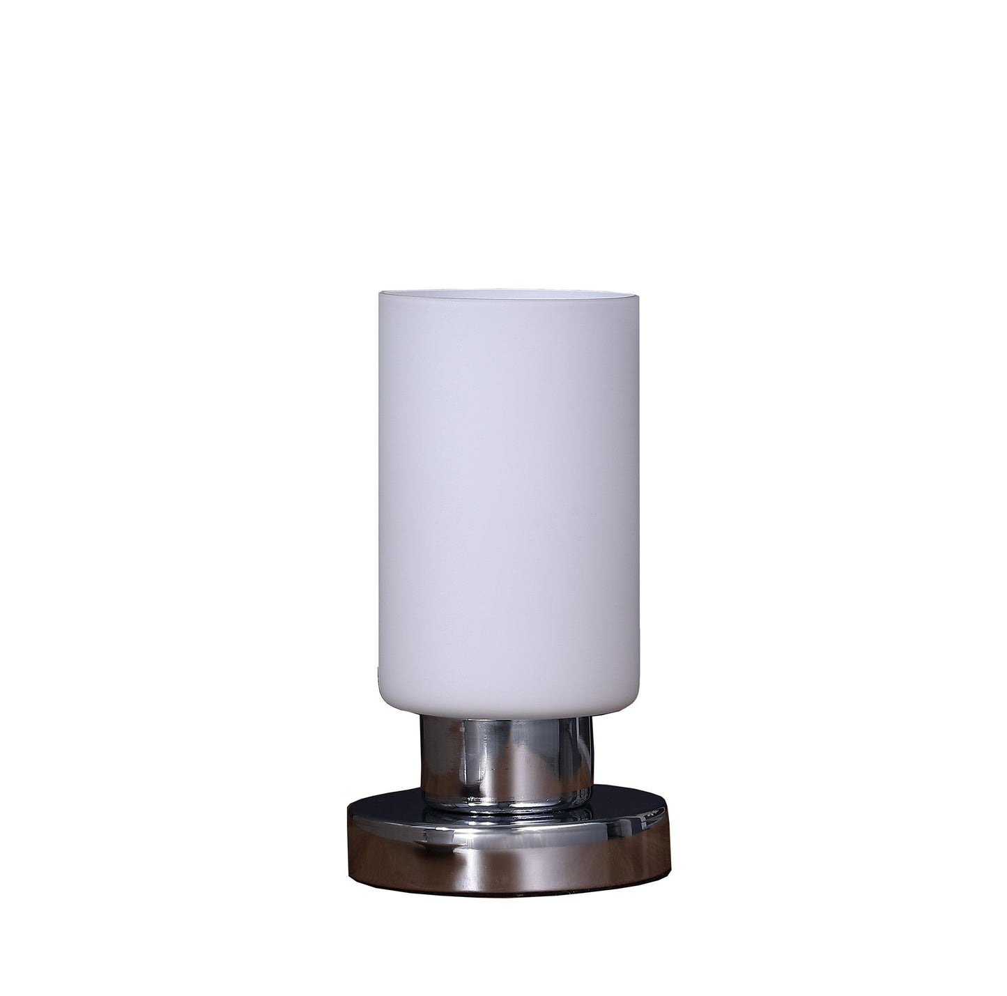HomeRoots 9" Bedside Table Lamp With White Drum Shade in Silver Finish