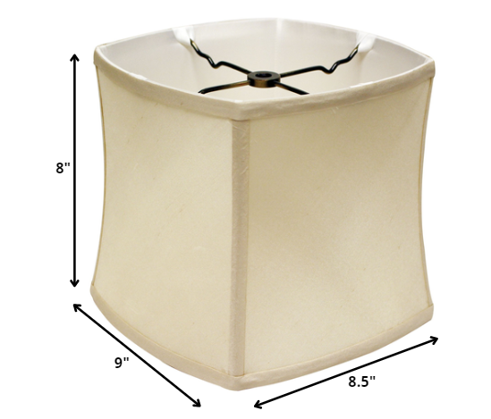 HomeRoots 9" Soft Box Paperback Pongee Silk Lampshade in Ivory Finish