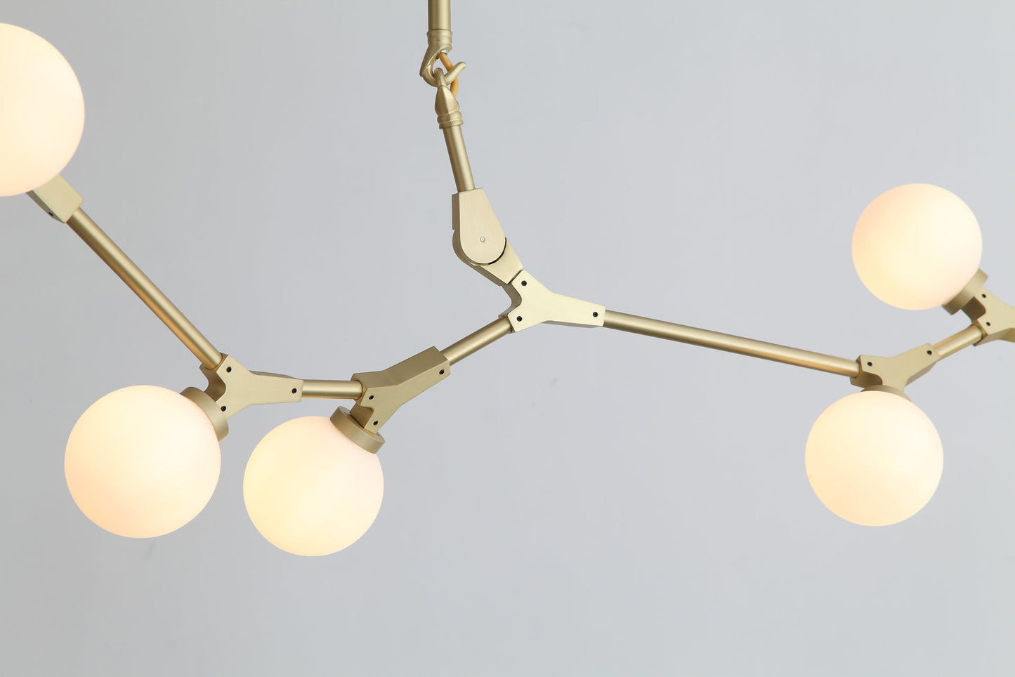 HomeRoots 90.5" x 18" x 17" Glass Pendant Lamp With Black and White Iron Finish