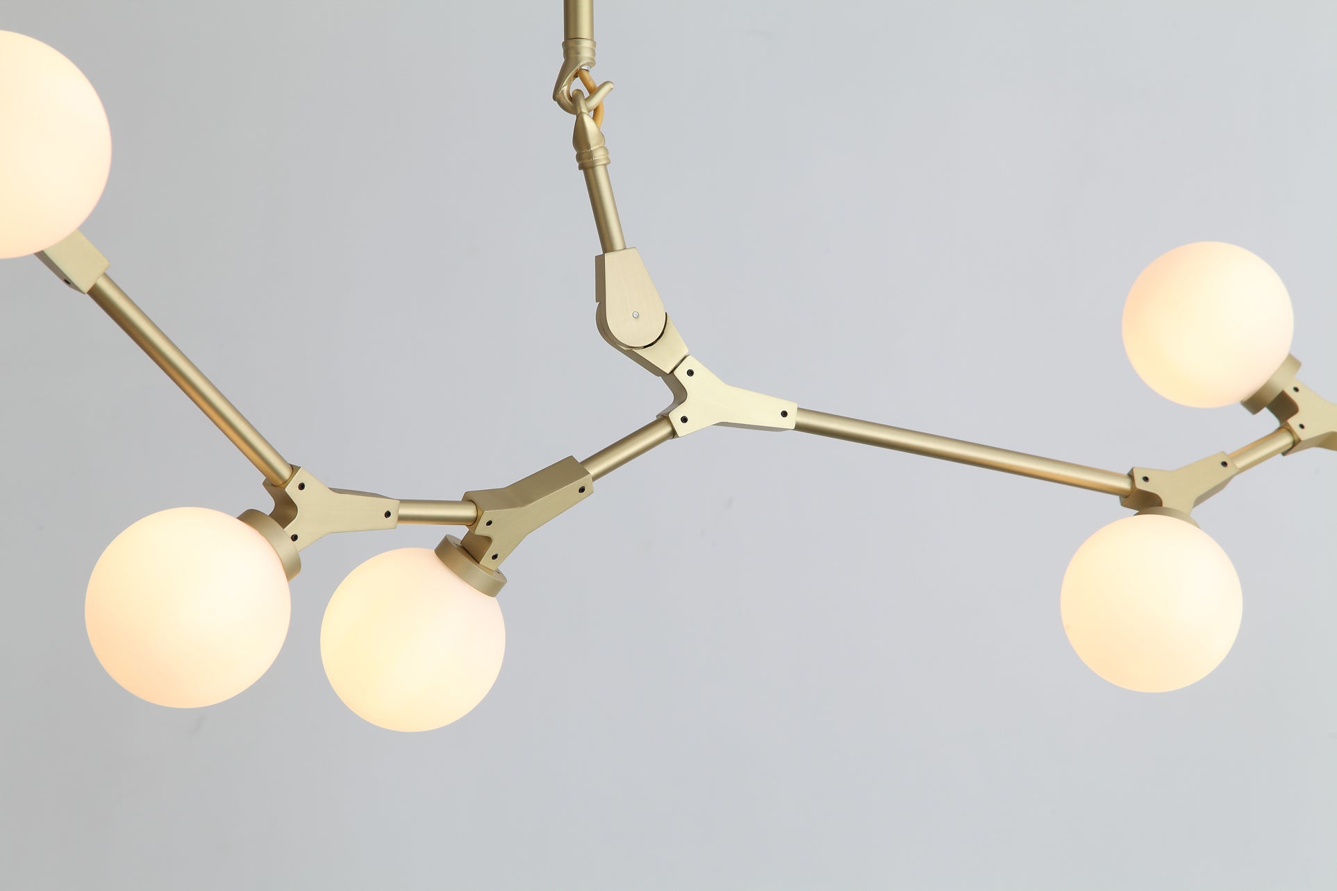 HomeRoots 90.5" x 18" x 17" Glass Pendant Lamp With Black and White Iron Finish