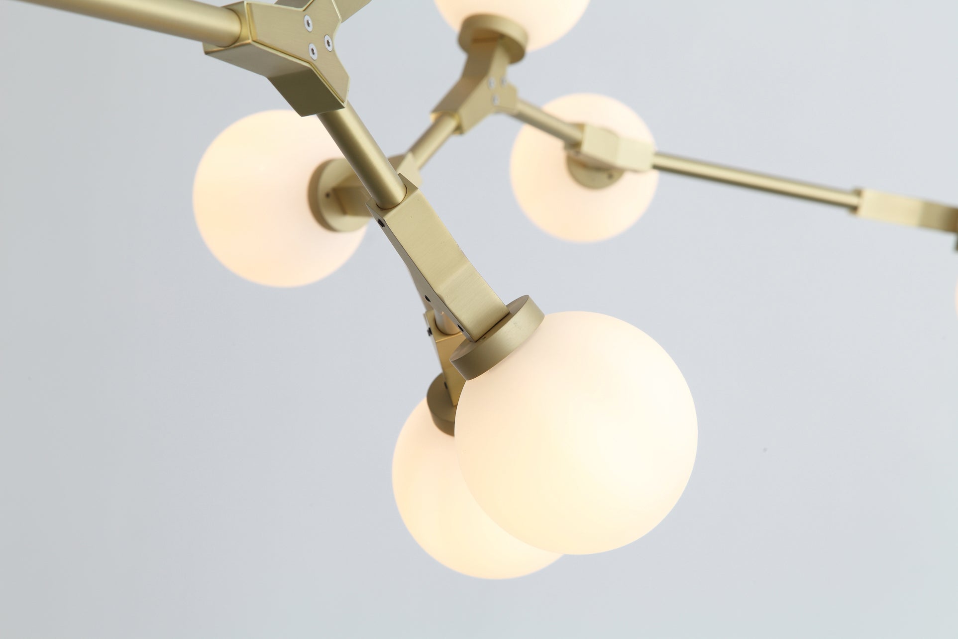 HomeRoots 90.5" x 18" x 17" Glass Pendant Lamp With Black and White Iron Finish