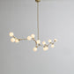 HomeRoots 90.5" x 18" x 17" Glass Pendant Lamp With Black and White Iron Finish
