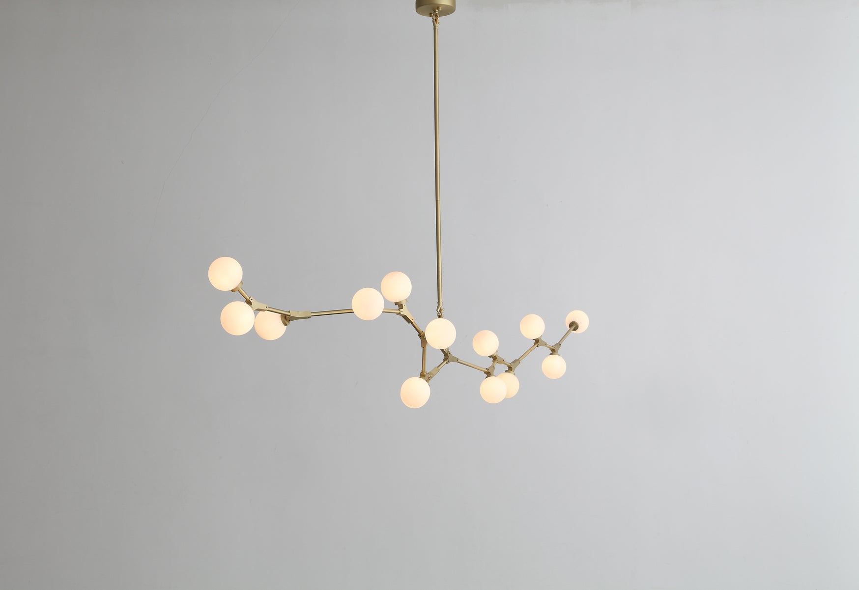 HomeRoots 90.5" x 18" x 17" Glass Pendant Lamp With Black and White Iron Finish
