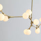 HomeRoots 90.5" x 18" x 17" Glass Pendant Lamp With Black and White Iron Finish