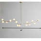 HomeRoots 90.5" x 18" x 17" Glass Pendant Lamp With Black and White Iron Finish