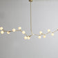 HomeRoots 90.5" x 18" x 17" Glass Pendant Lamp With Black and White Iron Finish
