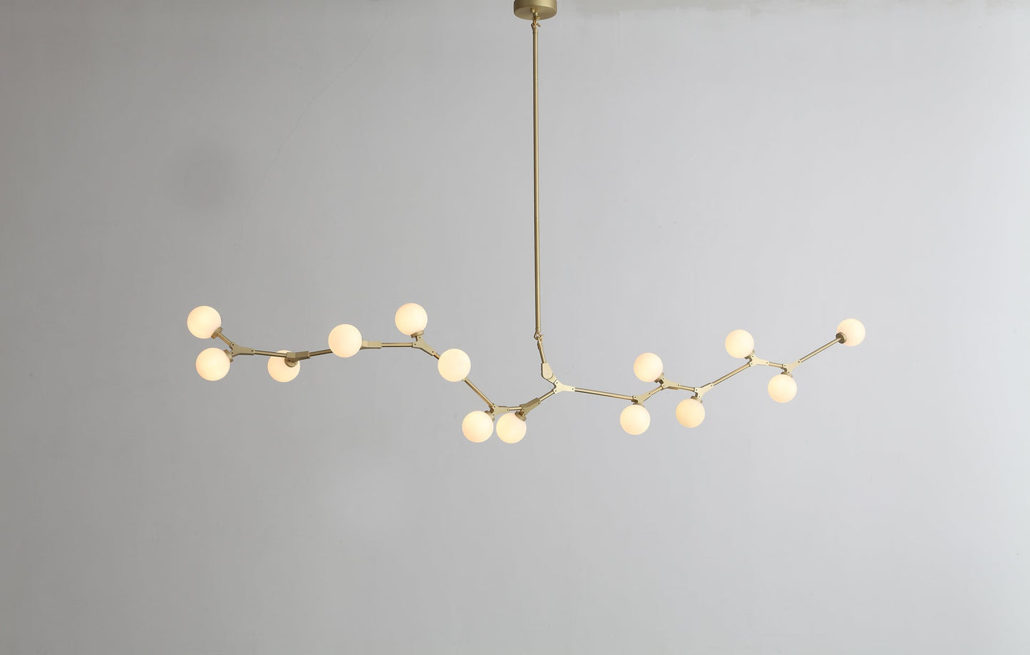 HomeRoots 90.5" x 18" x 17" Glass Pendant Lamp With Black and White Iron Finish