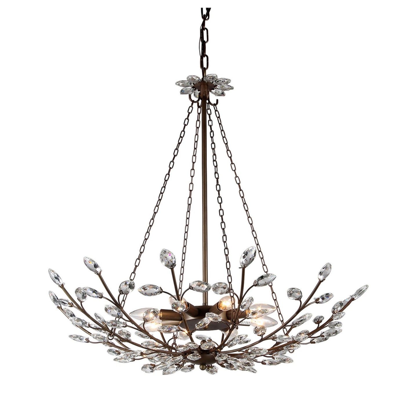 HomeRoots Addie 30" Crystal Chandelier In Antique Bronze Finish