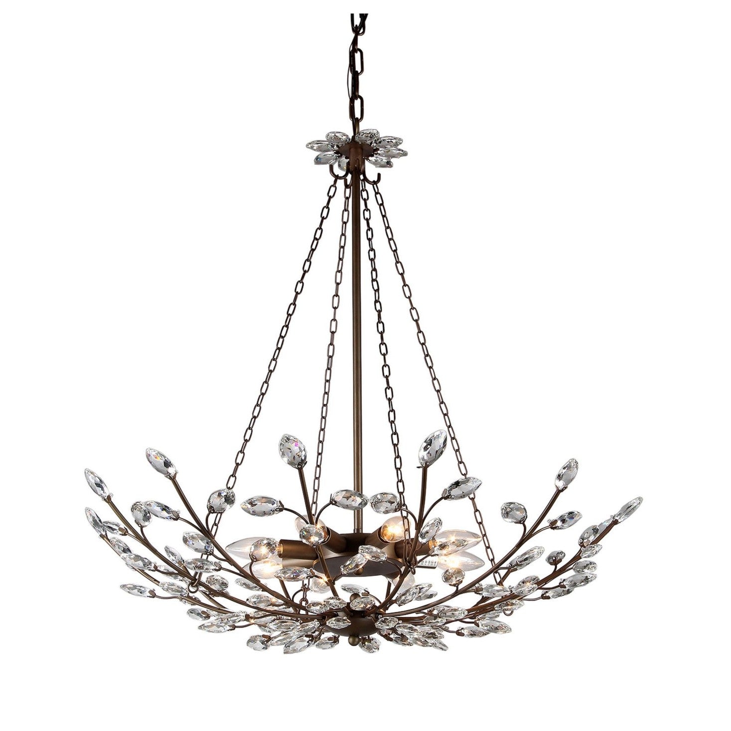 HomeRoots Addie 30" Crystal Chandelier In Antique Bronze Finish