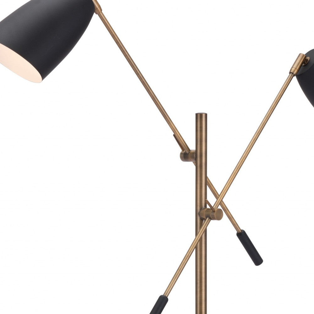 HomeRoots Adjustable Floor Lamp With Black and Gold Finish