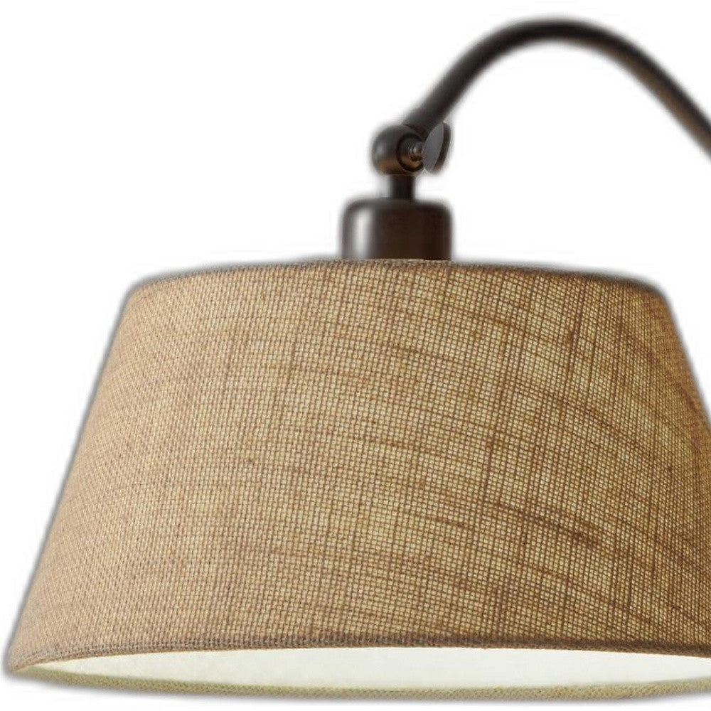 HomeRoots Adjustable Metal Table Lamp With Swing Arm in Dark Bronze Finish