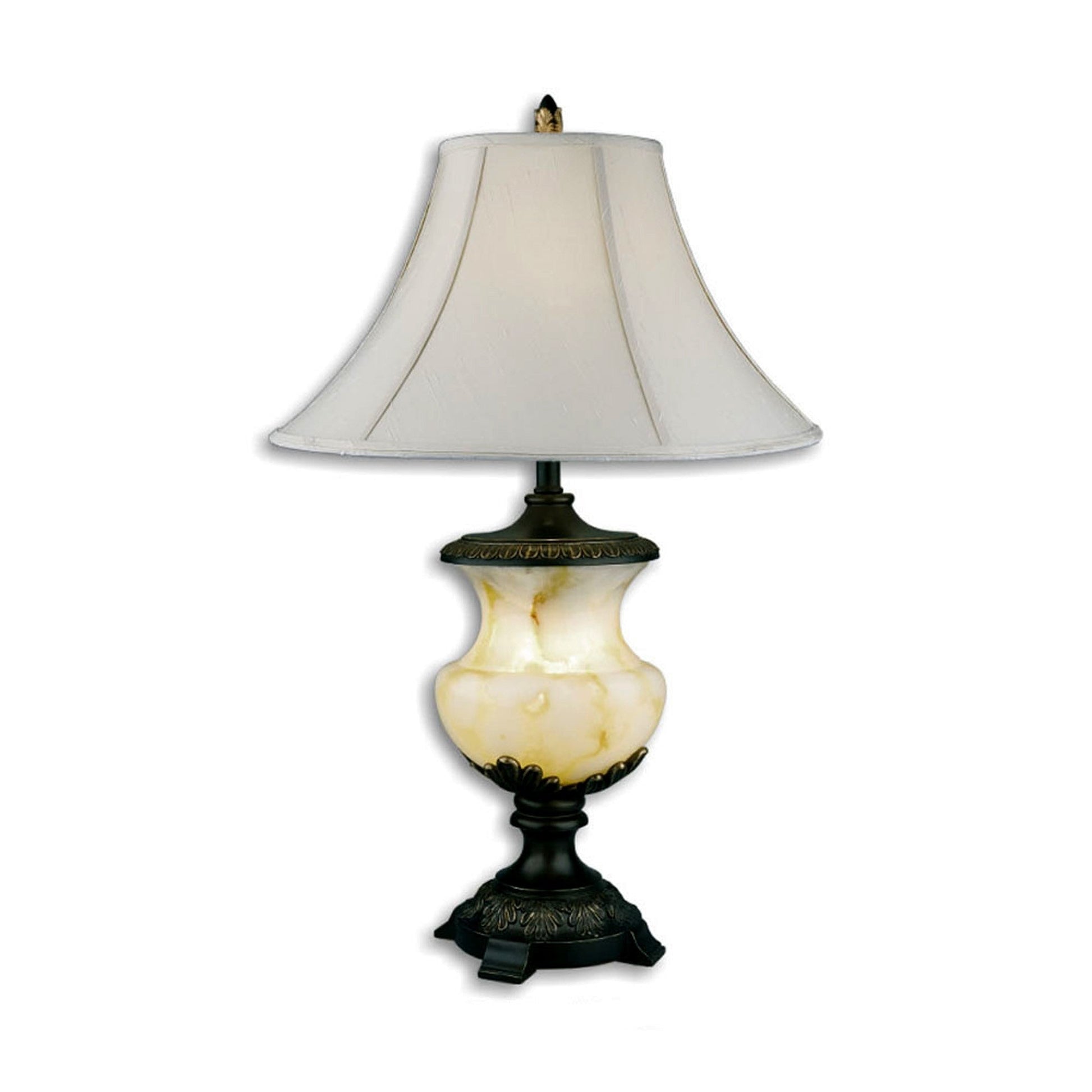 HomeRoots Alabaster Table Lamp in Black Metal Finish