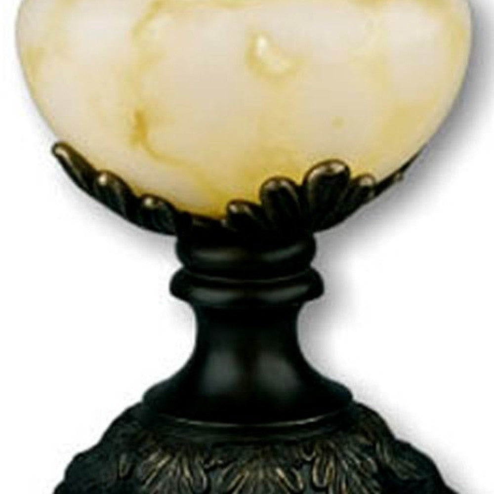 HomeRoots Alabaster Table Lamp in Black Metal Finish