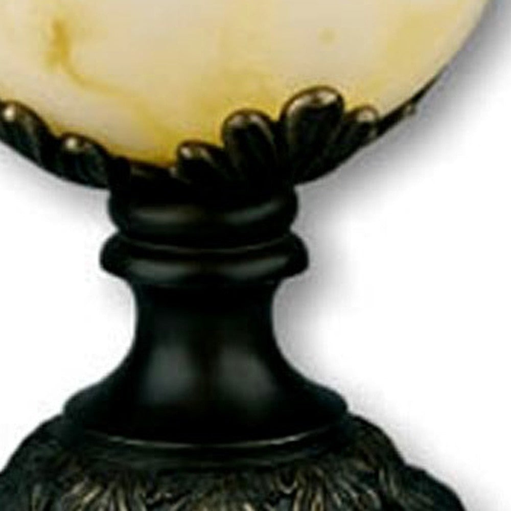 HomeRoots Alabaster Table Lamp in Black Metal Finish