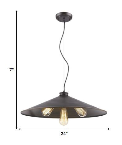 HomeRoots Alcove 4-Light Pendant With Raw Brass Interior Shade and Oil Rubbed Bronze Finish