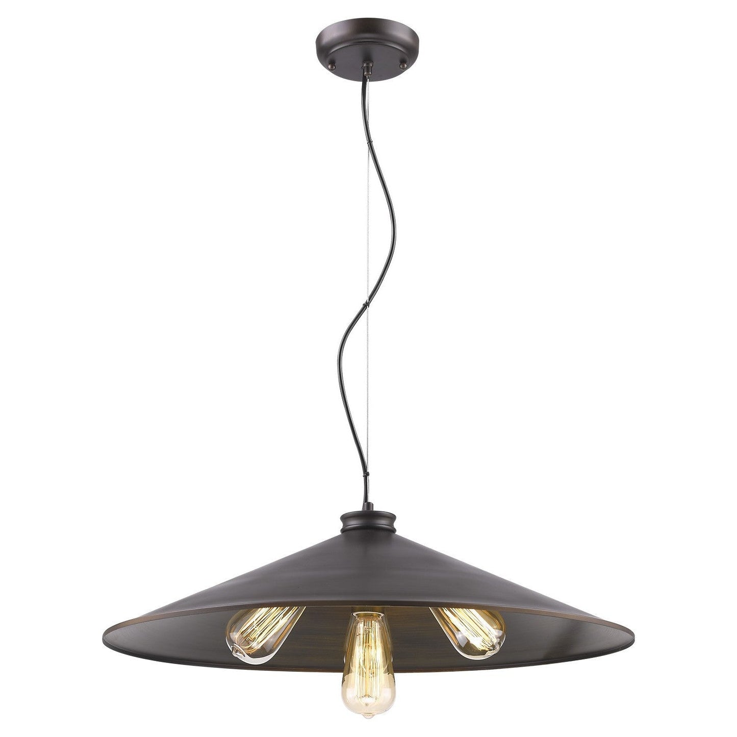 HomeRoots Alcove 4-Light Pendant With Raw Brass Interior Shade and Oil Rubbed Bronze Finish