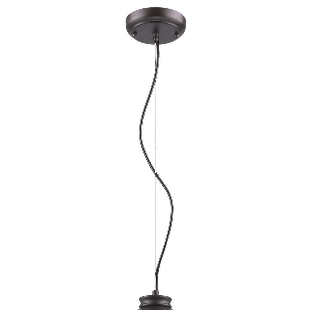 HomeRoots Alcove 4-Light Pendant With Raw Brass Interior Shade and Oil Rubbed Bronze Finish