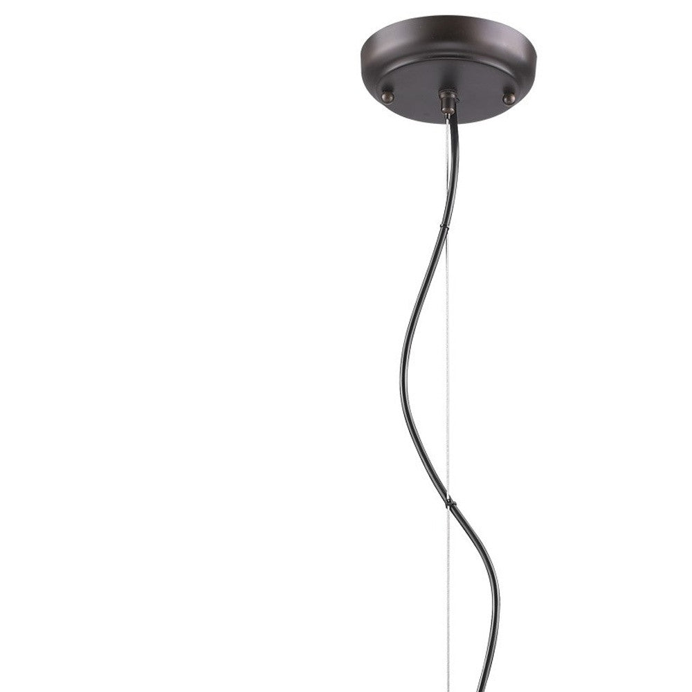 HomeRoots Alcove 4-Light Pendant With Raw Brass Interior Shade and Oil Rubbed Bronze Finish