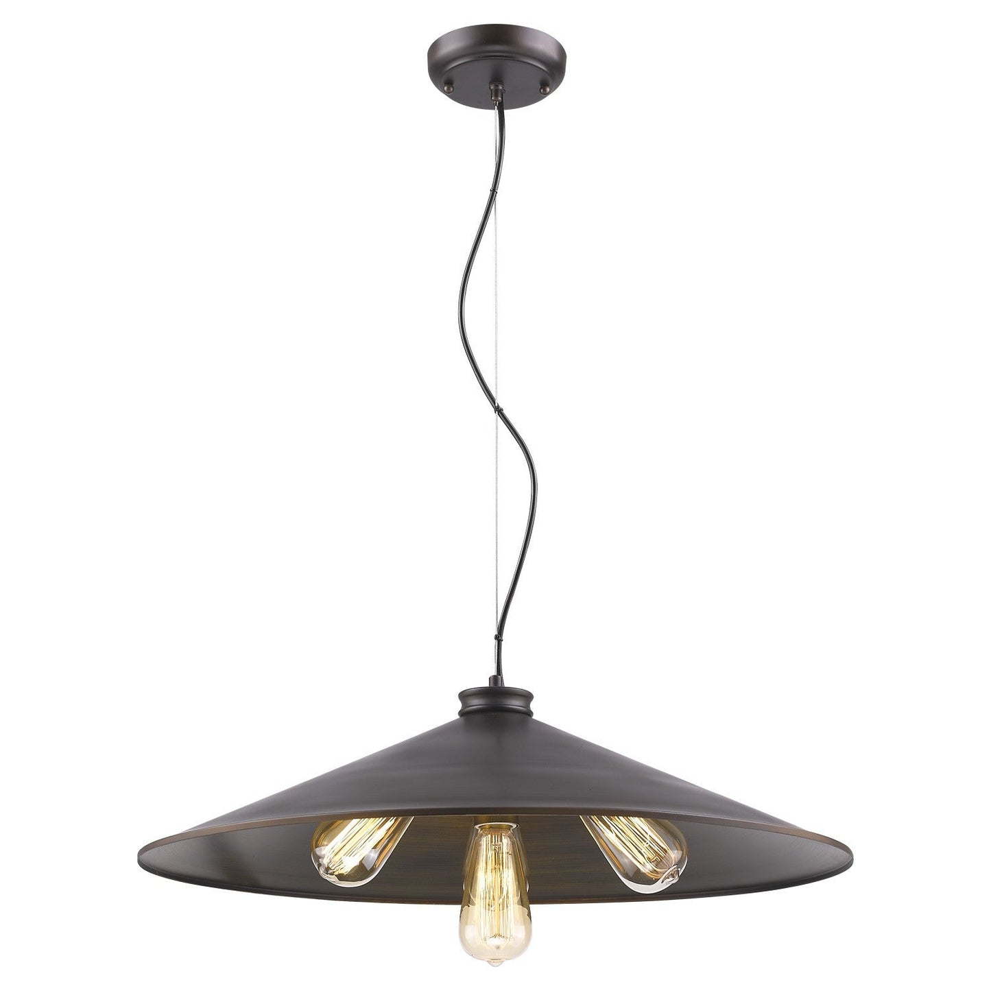 HomeRoots Alcove 4-Light Pendant With Raw Brass Interior Shade and Oil Rubbed Bronze Finish
