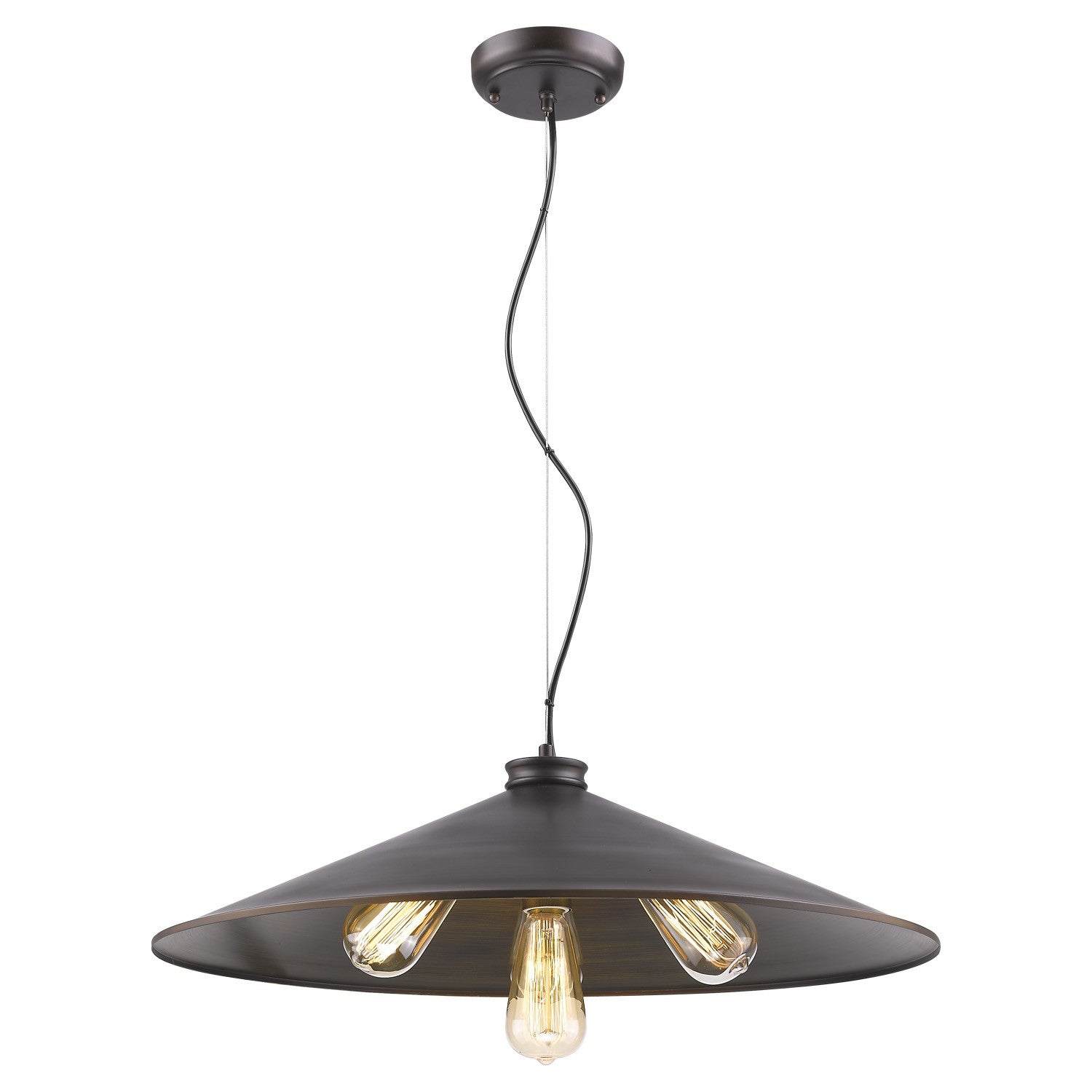 HomeRoots Alcove 4-Light Pendant With Raw Brass Interior Shade and Oil Rubbed Bronze Finish